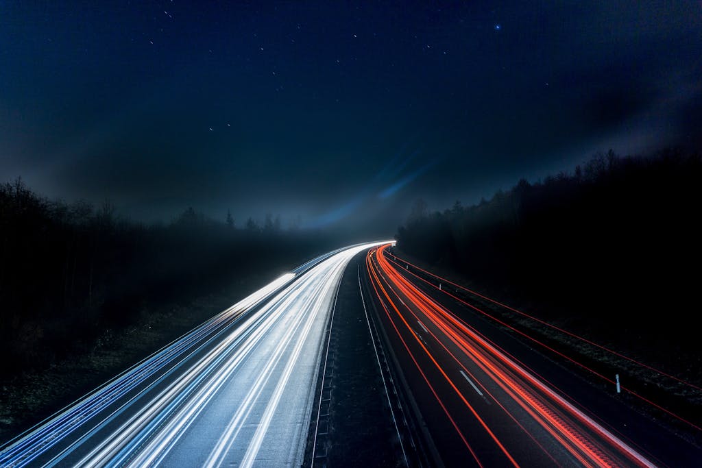 Light Trails on Highway blue hour