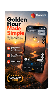 PhotoTime: Golden Hour Made Simple — AR, sunset forecast and Moon phase planning